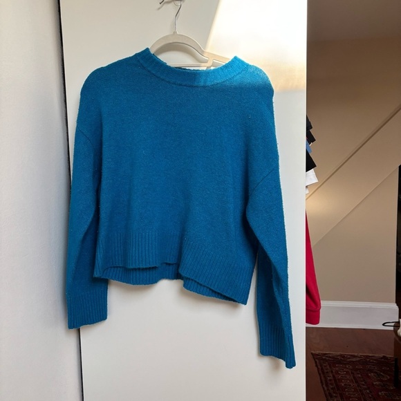 Zara Other - Blue Knit Wide-Leg Pants and Sweater Set